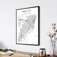 Jersey City, New Jersey Scandinavian Map Print 