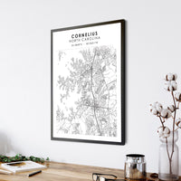 Cornelius North Carolina Scandinavian Map Print 