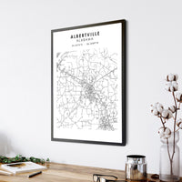 Albertville, Alabama Scandinavian Map Print 