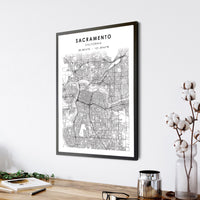 Sacramento, California Scandinavian Map Print 