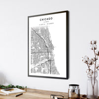 Chicago, Illinois Scandinavian Map Print 
