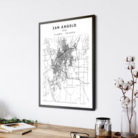 
              San Angelo, Texas Scandinavian Map Print 
            