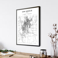 San Angelo, Texas Scandinavian Map Print 