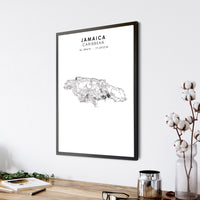 
              Jamaica Scandinavian Style Map Print 
            