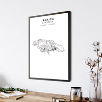 Jamaica Scandinavian Style Map Print 