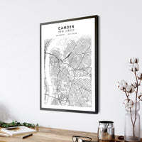 
              Camden, New Jersey Scandinavian Map Print
            