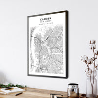 Camden, New Jersey Scandinavian Map Print