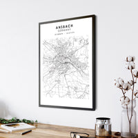 
              Ansbach, Germany Scandinavian Style Map Print 
            