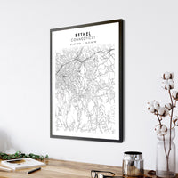 Bethel, Connecticut Scandinavian Map Print 