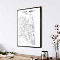 
              Bethany Beach, Delaware Scandinavian Map Print 
            