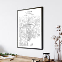 Beverly, Massachusetts Scandinavian Map Print 