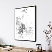 
              Pueblo, Colorado Scandinavian Map Print 
            