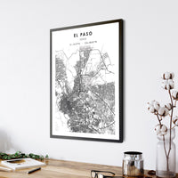 El Paso, Texas Scandinavian Map Print 