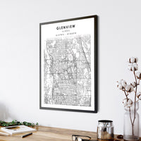 Glenview, Illinois Scandinavian Map Print 