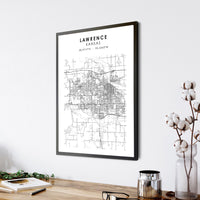 Lawrence, Kansas Scandinavian Map Print 