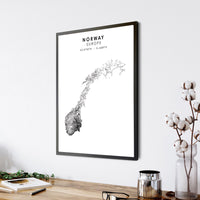 Norway Scandinavian Style Map Print 