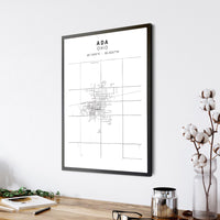 
              Ada, Ohio Scandinavian Map Print 
            