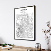 
              Brandon, Florida Scandinavian Map Print 
            