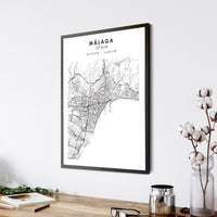 
              Málaga, Spain Scandinavian Style Map Print 
            