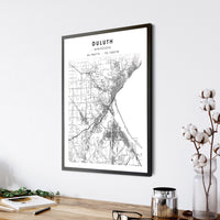 Duluth, Minnesota Scandinavian Map Print 