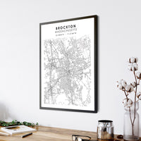 Brockton, Massachusetts Scandinavian Map Print 