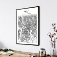 
              Dallas, Texas Scandinavian Map Print 
            