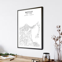 
              Bayville, New York Scandinavian Map Print 
            