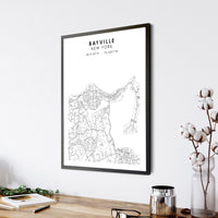 Bayville, New York Scandinavian Map Print 