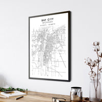 
              Bay City, Michigan Scandinavian Map Print 
            