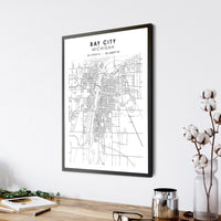 Bay City, Michigan Scandinavian Map Print 