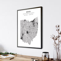 
              Ohio, United States Scandinavian Style Map Print 
            