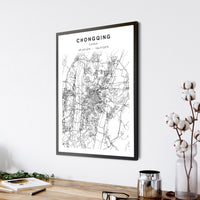 Chongqing, China Scandinavian Style Map Print