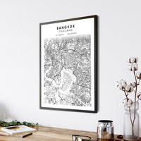 Bangkok, Thailand, Philippines Scandinavian Style Map Print 