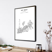 Key West, Florida Scandinavian Map Print 