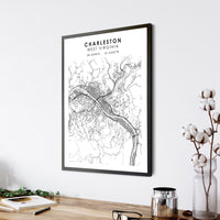 
              Charleston, West Virginia Scandinavian Map Print 
            