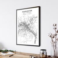 Charleston, West Virginia Scandinavian Map Print 