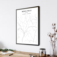 Moxie Falls, Maine Scandinavian Map Print 