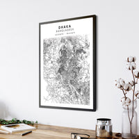 Dhaka, Bangladesh Scandinavian Style Map Print 