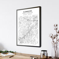 
              Clemmons, North Carolina Scandinavian Map Print 
            