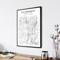 
              East Greenwich, Rhode Island Scandinavian Map Print 
            