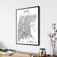 
              Bronx, New York Scandinavian Map Print 
            