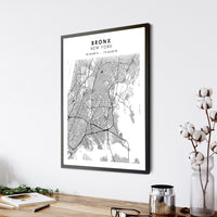 Bronx, New York Scandinavian Map Print 