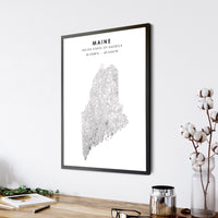 Maine, United States Scandinavian Style Map Print 