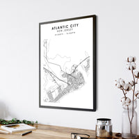 Atlantic City, New Jersey Scandinavian Map Print 