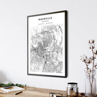 Nashville, Tennessee Scandinavian Map Print 