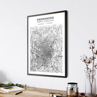 
              Greensboro, North Carolina Scandinavian Map Print 
            