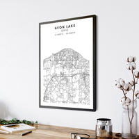 
              Avon Lake, Ohio Scandinavian Map Print 
            