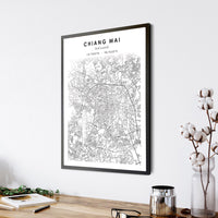 Chiang Mai, Thailand Scandinavian Style Map Print 