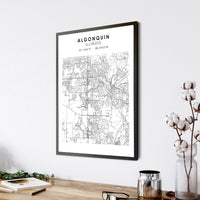Algonquin, Illinois Scandinavian Map Print  