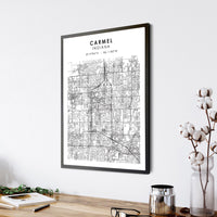 Carmel, Indiana Scandinavian Map Print 